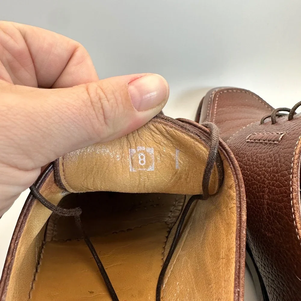 Romano Martegani Apron Toe Derbies Mens 8 Brown Leather‎ Italian Luxury Classic